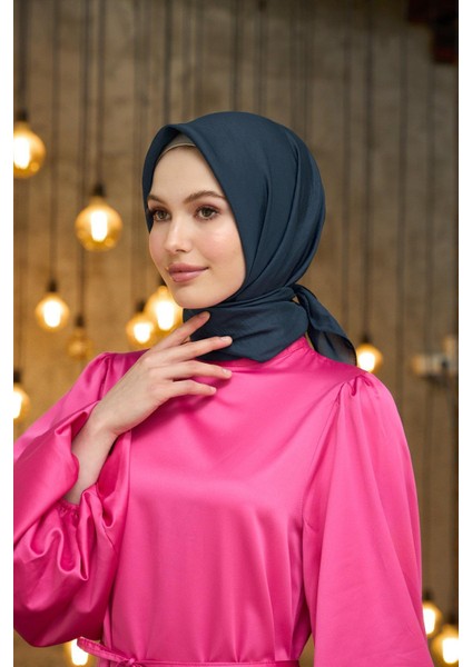 Düz Desen Vual Eşarp Koyu Gri Vual Ipek Eşarp - 10100-30
