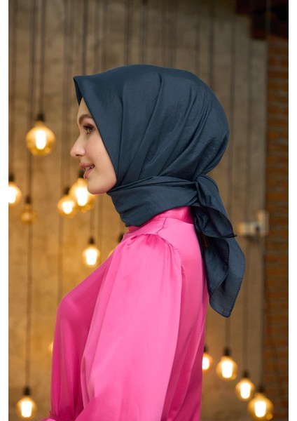 Düz Desen Vual Eşarp Koyu Gri Vual Ipek Eşarp - 10100-30