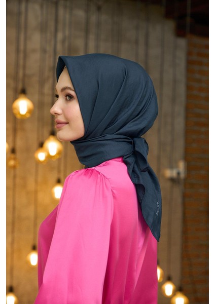 Düz Desen Vual Eşarp Koyu Gri Vual Ipek Eşarp - 10100-30
