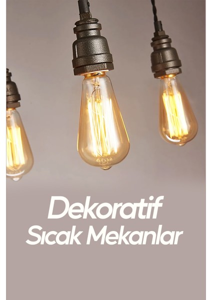 Dekoratif 10'lu Retro Rustik Ampül E27 Standart Duy 220V Ev Cafe Aplik Abajur Tavan Ampülü