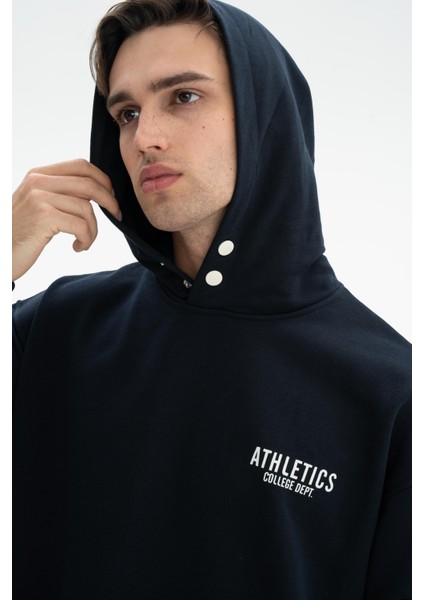 Erkek Oversize Kanguru Cepli Şardonsuz 3 İplik Kapşonlu Sweatshirt K26254626201
