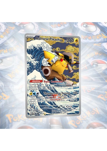 Admiral Pikachu Full Art Custom Holo Pokemon Kartı