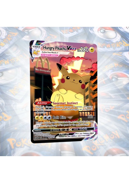 Hungry Pikachu Custom Holo Pokemon Kartı