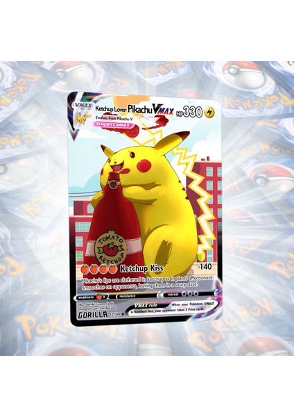 Ketchup Lover Pikachu Vmax Custom Holo Pokemon Kartı