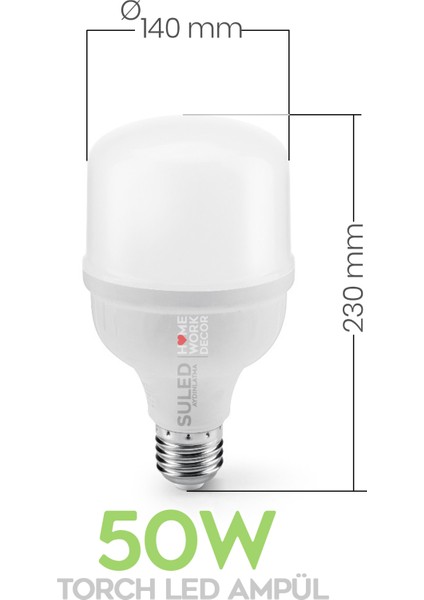 50W Torch Büyük Ampül 3 Adet Ultra Güçlü LED Işık Tasarruflu 4500LM 6500K Beyaz Işık Büyük Ampül E27