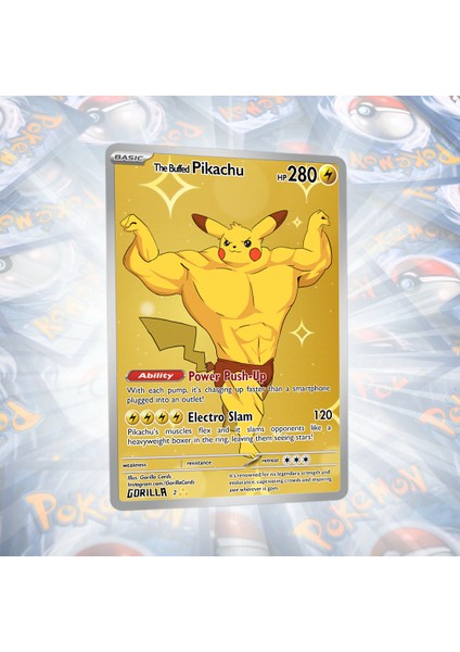 The Buffed Pikachu Full Art Custom Holo Pokemon Kartı