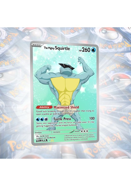 The Mighty Squirtle Full Art Custom Holo Pokemon Kartı