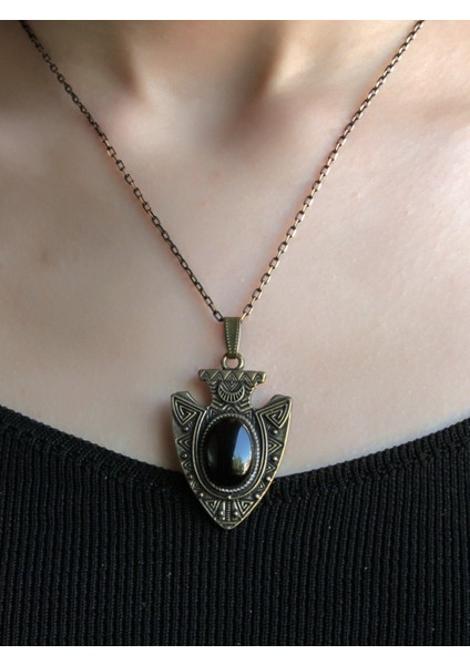 Doğal Taş Oniks Doğal Taşlı Otantik Kadın Kolye 45 cm Zincirli EUY12O fiyatları