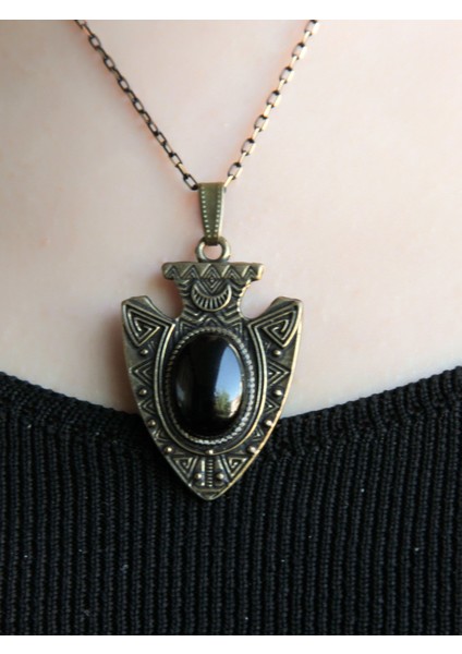 Doğal Taş Oniks Doğal Taşlı Otantik Kadın Kolye 45 cm Zincirli EUY12O modelleri