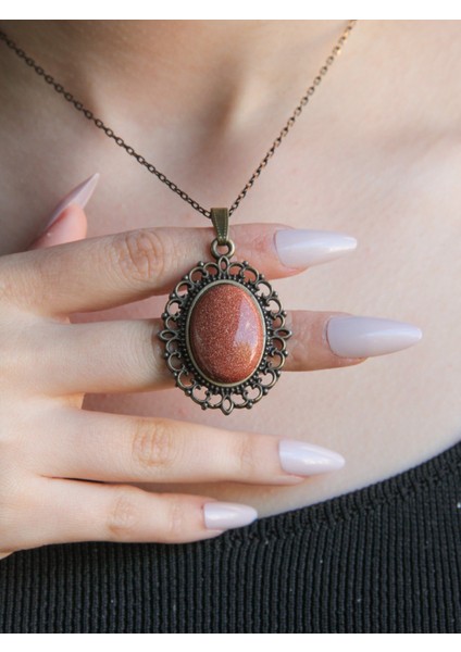 Doğal Taş Yıldız Doğal Taşlı Otantik Kadın Kolye 45 cm Zincirli EUK13Y