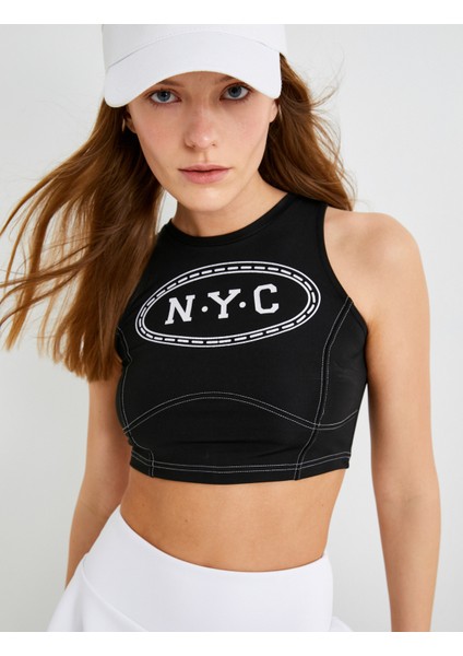 Spor Yarım Atlet Bisiklet Yaka Baskılı Slim Fit Dikiş Detaylı fiyatları