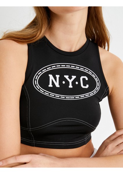 Spor Yarım Atlet Bisiklet Yaka Baskılı Slim Fit Dikiş Detaylı indirimleri