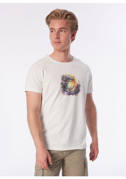 Yuvarlak Yaka Düz Beyaz Erkek T-Shirt 10638