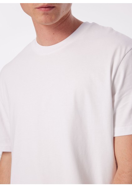 Bisiklet Yaka Düz Beyaz Erkek T-Shirt DT10707_RELAXED Fit Beyaz Erkek T-S indirimleri