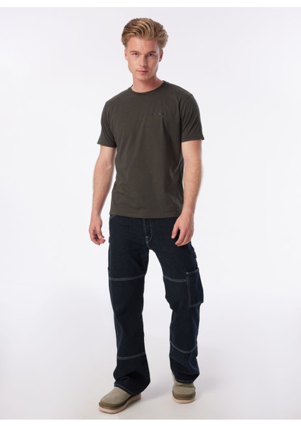 Bisiklet Yaka Baskılı Haki Erkek T-Shirt Kmtr S226 Road_craft&co Regular Fıt