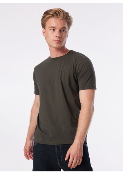 Bisiklet Yaka Baskılı Haki Erkek T-Shirt Kmtr S226 Road_craft&co Regular Fıt modelleri