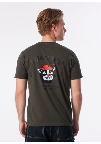 Bisiklet Yaka Baskılı Haki Erkek T-Shirt Kmtr S226 Road_craft&co Regular Fıt indirimleri