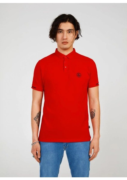 Düz Kırmızı Erkek Polo T-Shirt Summer Polo