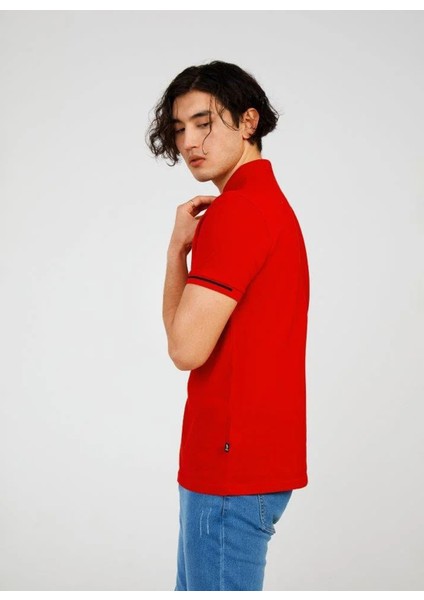 Düz Kırmızı Erkek Polo T-Shirt Summer Polo