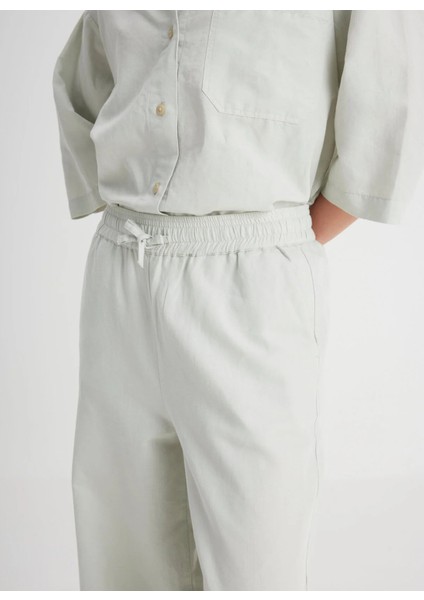 Normal Bel Geniş Fit Yeşil Kadın Pantolon W241596303-LOOSE Pantolon modelleri
