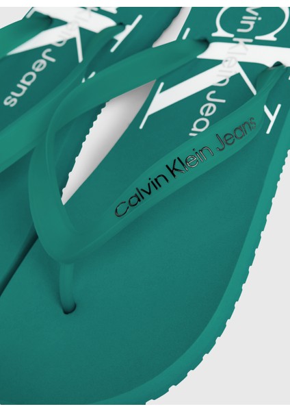 Calvin Klein Beyaz - Turkuaz Erkek Plaj Terliği Beach Sandal Monogram Tpu