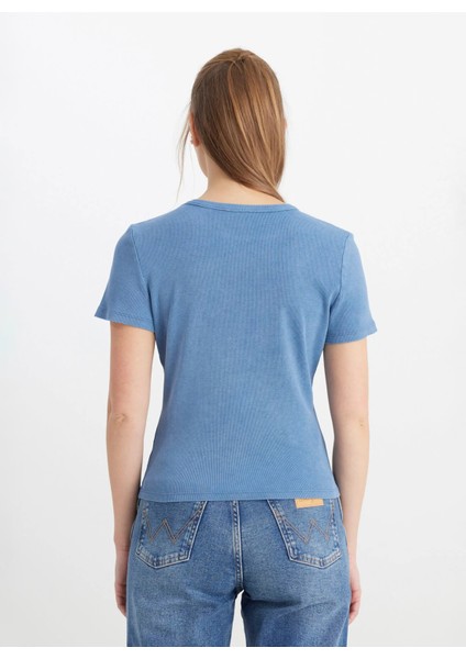Bisiklet Yaka Mavi Kadın T-Shirt W241600TF-BISIKLET Yaka T-Shirt indirimleri