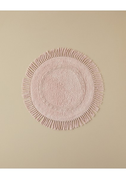 Falbelo Pamuklu Banyo Paspası Pembe