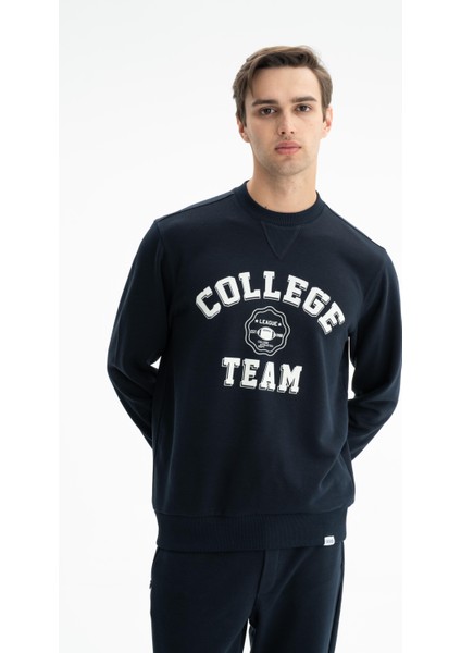 Erkek Yazı Baskılı Regular Fit Şardonsuz 3 İplik Bisiklet Yaka Sweatshirt K26124601201 modelleri