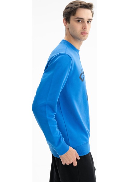 Erkek Yazı Baskılı Regular Fit Şardonsuz 3 İplik Bisiklet Yaka Sweatshirt K26124601201