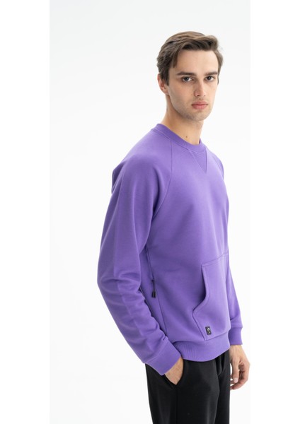 Erkek Regular Fit Şardonsuz 3 İplik Kanguru Cepli Bisiklet Yaka Sweatshirt K26124601801