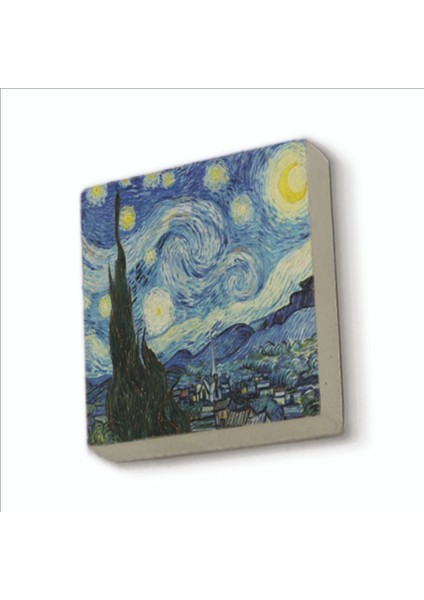 Yıldızlı Gece Vincent Van Gogh, 1889 Baskılı Doğaltaş MAGNETKRG-135BUZDOLABI Süsü