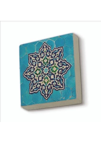Iran Geometrik Çini Desen Baskılı Doğaltaş MAGNETKD-051BUZDOLABI Süsü