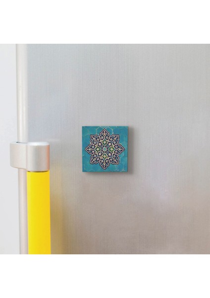 Iran Geometrik Çini Desen Baskılı Doğaltaş MAGNETKD-051BUZDOLABI Süsü modelleri