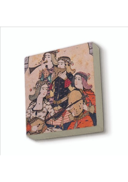 Müzisyen Kadınlar Minyatür Baskılı Doğaltaş MAGNETKRT-125BUZDOLABI Süsü