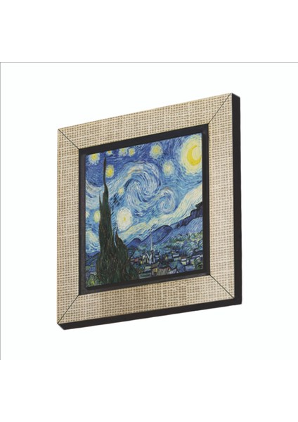 Yıldızlı Gece Vincent Van Gogh, 1889 Baskılı Mdf MAGNETKRG-135BUZDOLABI Süsü