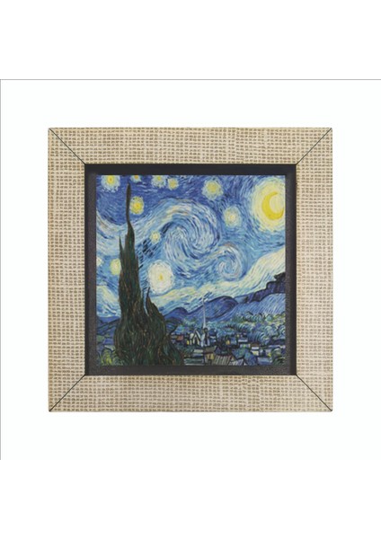 Yıldızlı Gece Vincent Van Gogh, 1889 Baskılı Mdf MAGNETKRG-135BUZDOLABI Süsü