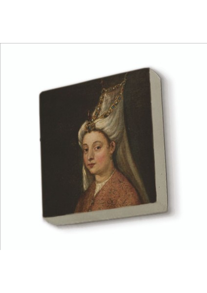 Hürrem Sultan Portre Çizim Baskılı Doğaltaş MAGNETKRT-094BUZDOLABI Süsü