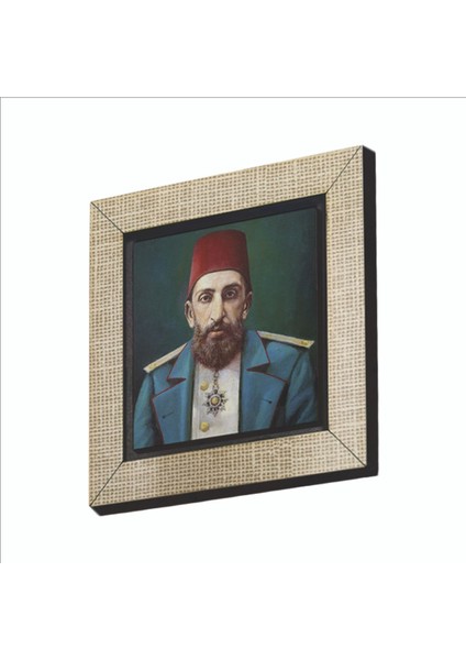 2. Abdülhamid Portre Çizim Baskılı Mdf MAGNETKRT-096BUZDOLABI Süsü