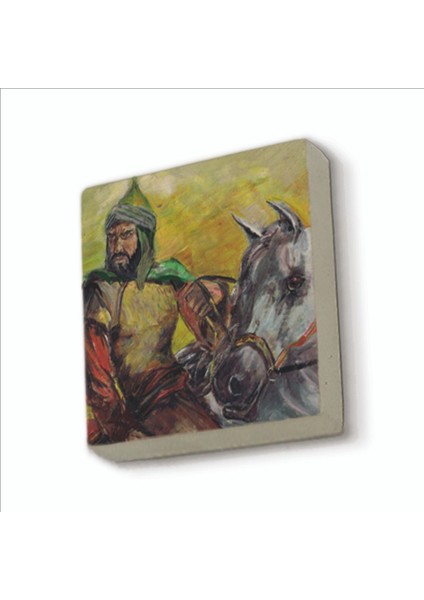 Selahaddin Eyyubi Tasviri Baskılı Doğaltaş MAGNETKRG-086BUZDOLABI Süsü