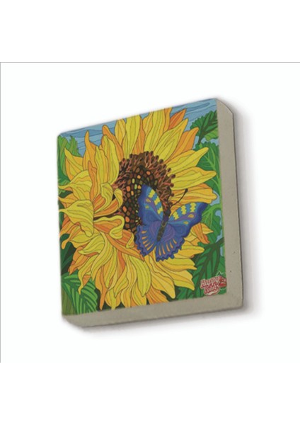 Kelebek Baskılı Doğaltaş MAGNETKRG-154BUZDOLABI Süsü