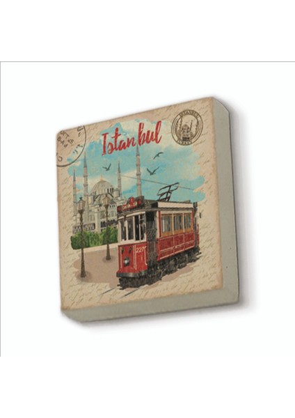 Nostaljik Tramvay Baskılı Doğaltaş MAGNETKRT-044BUZDOLABI Süsü