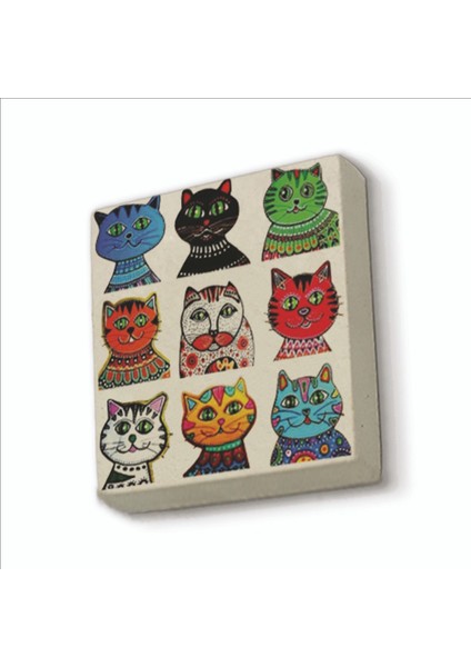 Kediler Baskılı Doğaltaş MAGNETKRG-166BUZDOLABI Süsü