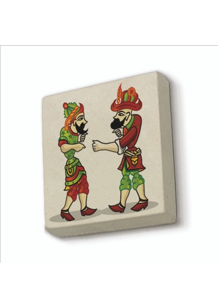 Hacivat ile Karagöz Baskılı Doğaltaş MAGNETKRT-114BUZDOLABI Süsü