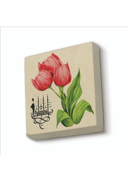Istanbul Lalesi Baskılı Doğaltaş MAGNETKRT-069BUZDOLABI Süsü