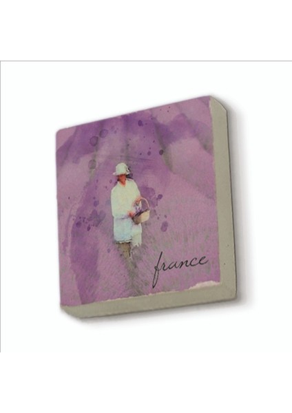 Fransa Görseli Baskılı Doğaltaş MAGNETKRG-009BUZDOLABI Süsü