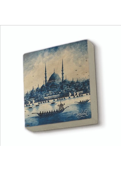 Eminönü Yeni Camii Fantastik Çizim Baskılı Doğaltaş MAGNETKRT-042BUZDOLABI Süsü
