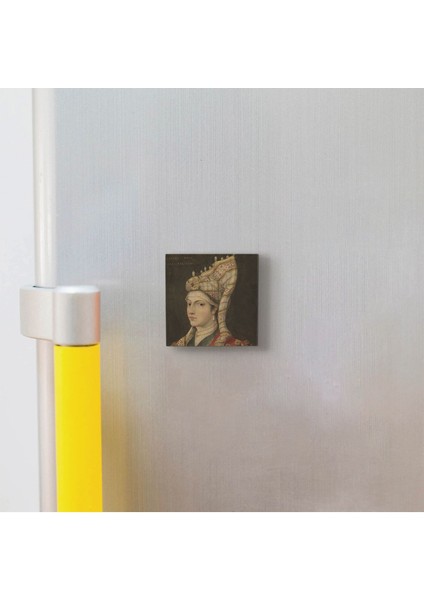 Hürrem Sultan Portre Çizim, Titian Baskılı Doğaltaş MAGNETKRT-095BUZDOLABI Süsü modelleri