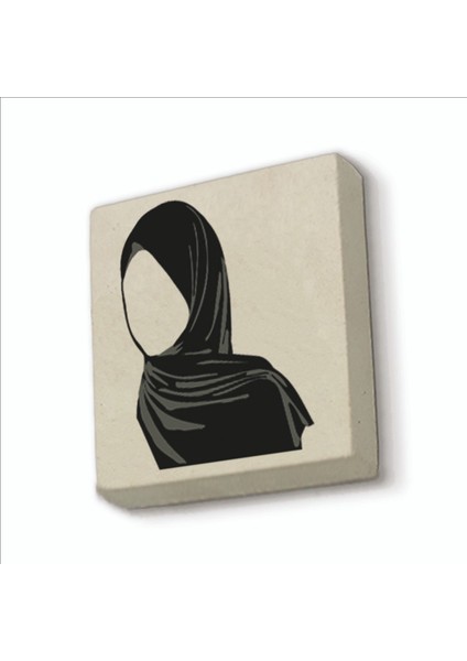 Tesettür Çizimi Baskılı Doğaltaş MAGNETKRG-091BUZDOLABI Süsü