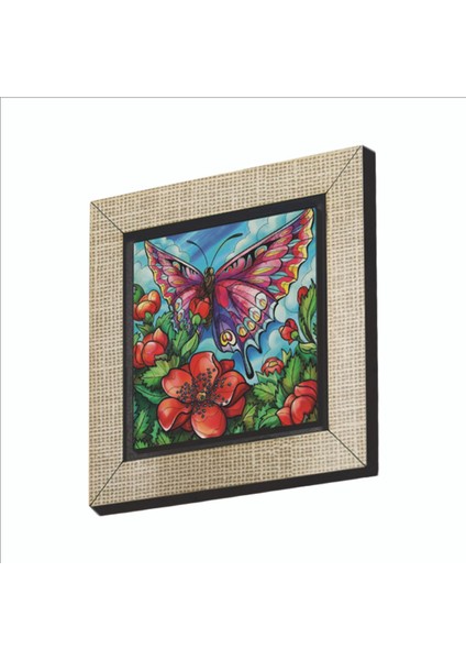 Kelebek Baskılı Mdf MAGNETKRG-153BUZDOLABI Süsü