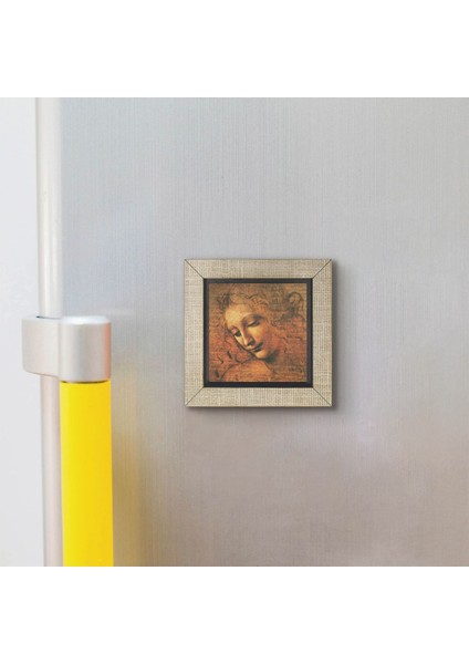 Kadın Başı Eskizi Leonardo Da Vinci, 1508 Baskılı Mdf MAGNETKRG-143BUZDOLABI Süsü modelleri